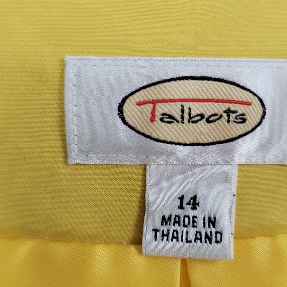 Talbots Yellow 100% Cotton Buttoned Pleated Back Pockets Lined Jacket Size 14 - Picture 3 of 16